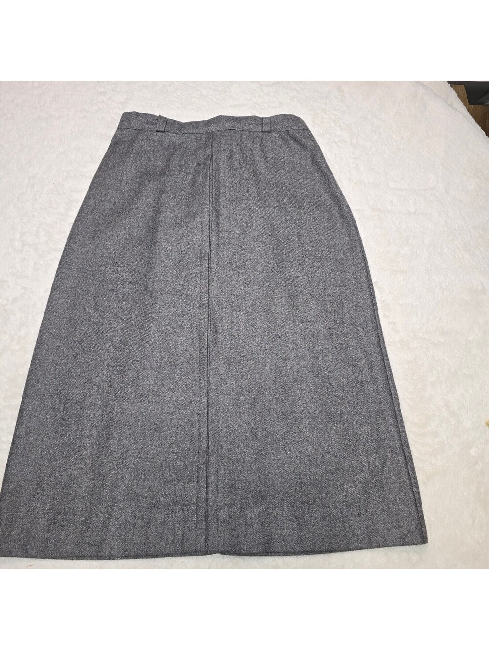 VTG Russ Petites Gray Wool Blend A Line Midi Skirt Size 8 Dark Academia Office